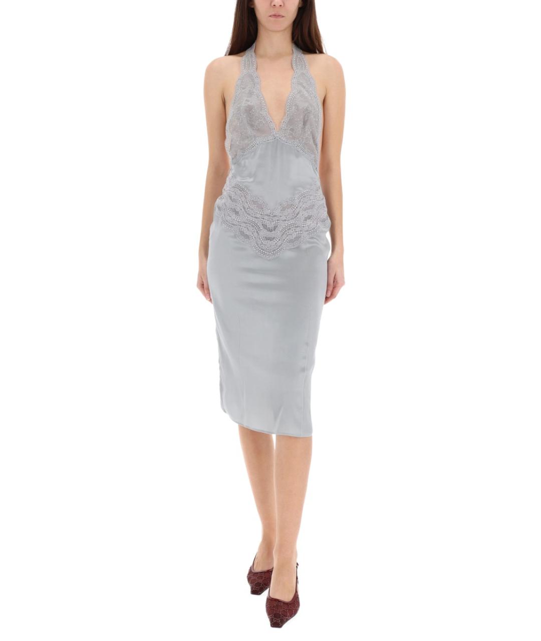 GUCCI Серое шелковое платье, фото 2