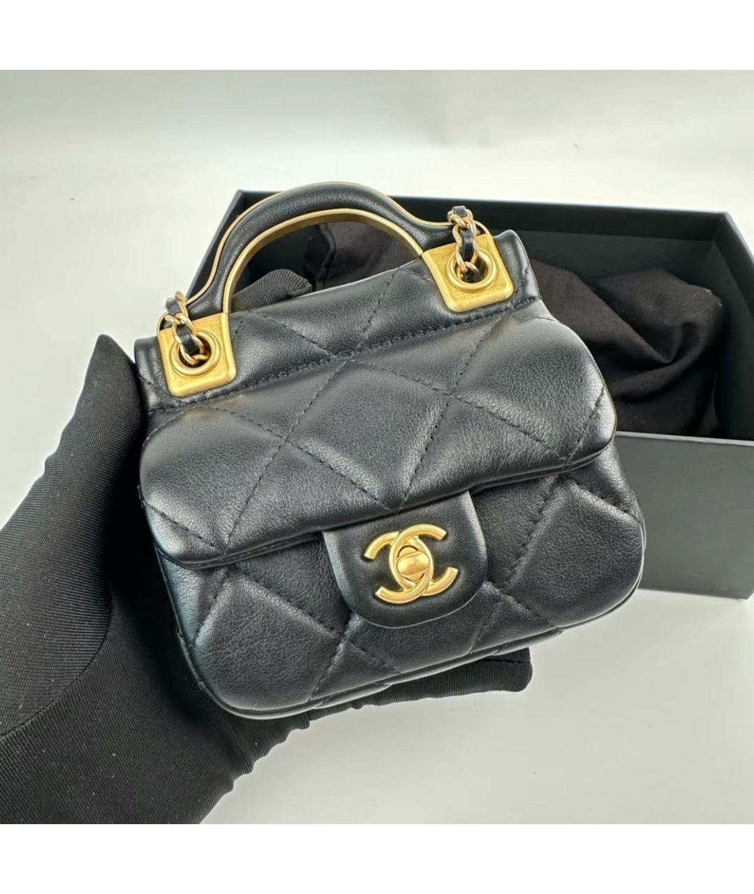 CHANEL Черная кожаная сумка через плечо, фото 7