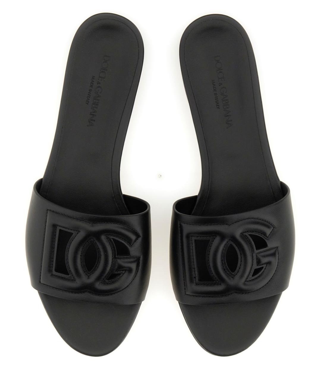 DOLCE&GABBANA Черные кожаные шлепанцы, фото 4