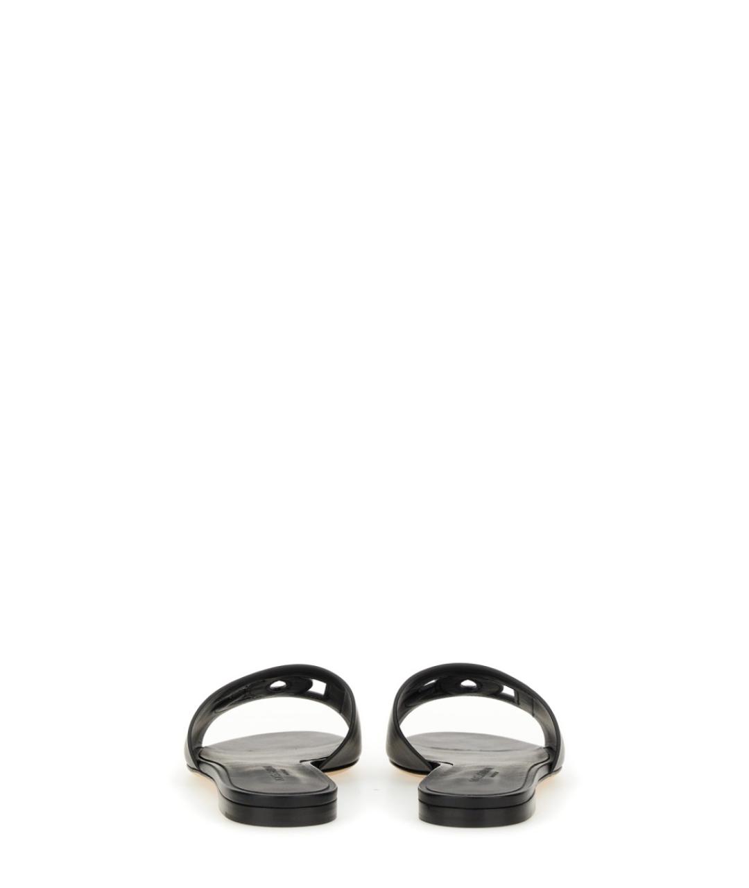 DOLCE&GABBANA Черные кожаные шлепанцы, фото 6