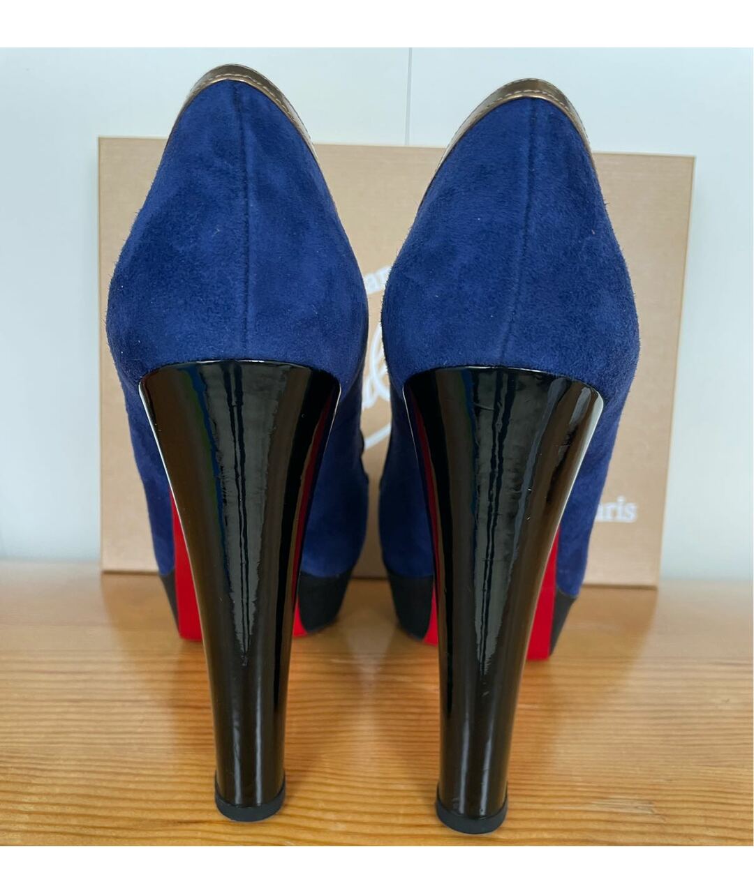 CHRISTIAN LOUBOUTIN Синие замшевые туфли, фото 4