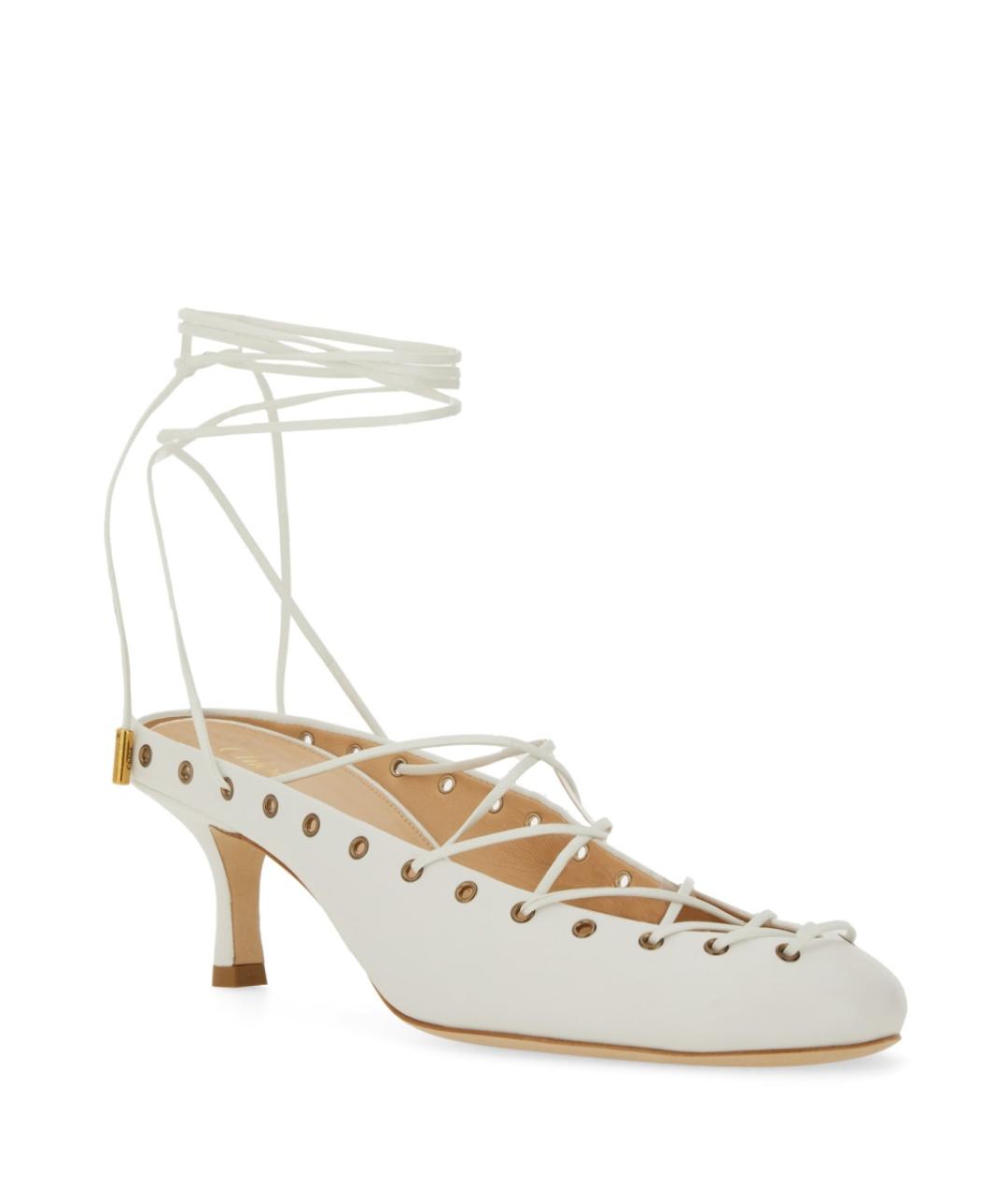 CHLOE Белые кожаные туфли, фото 2