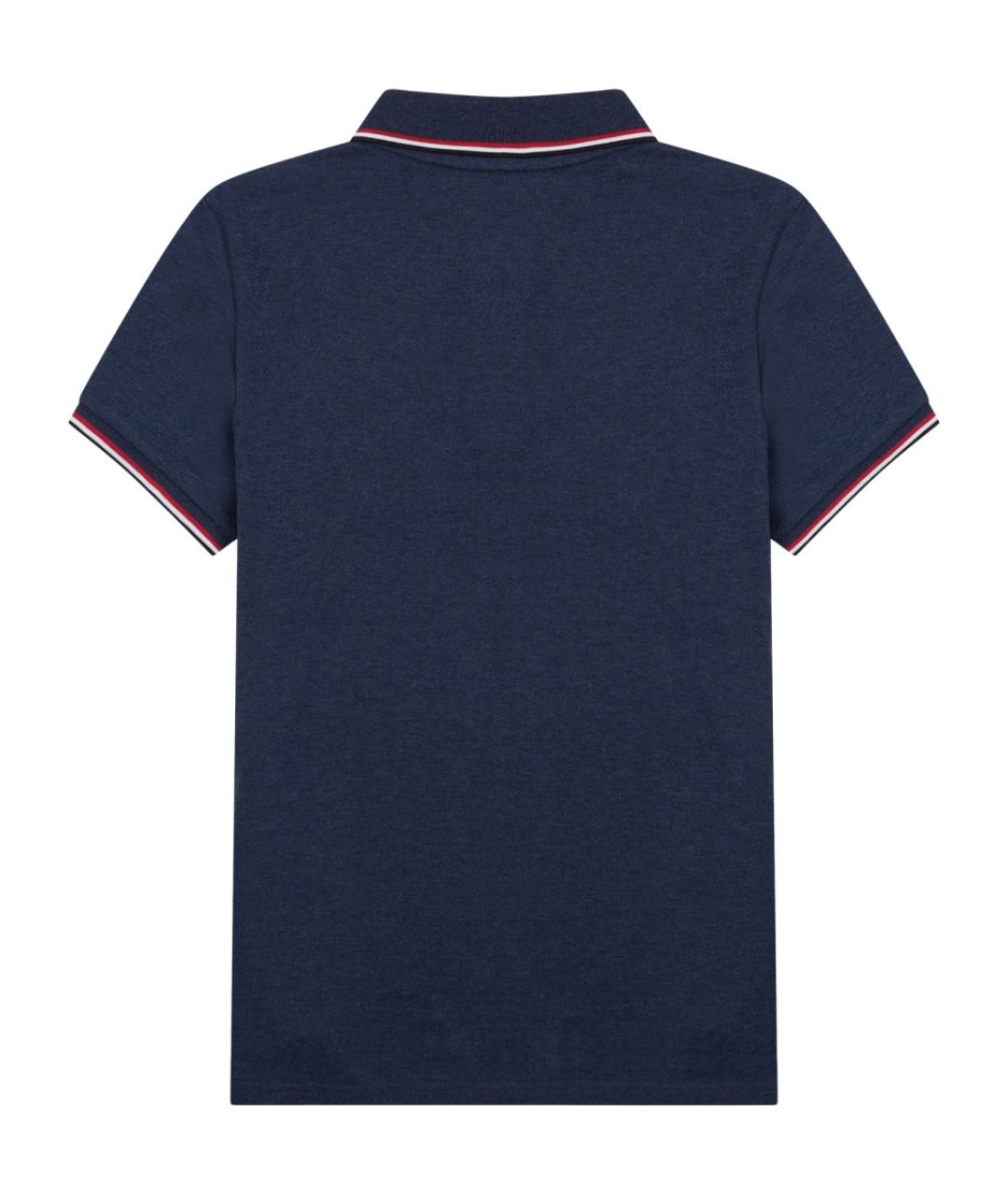 MONCLER Синее хлопковое поло с коротким рукавом, фото 2