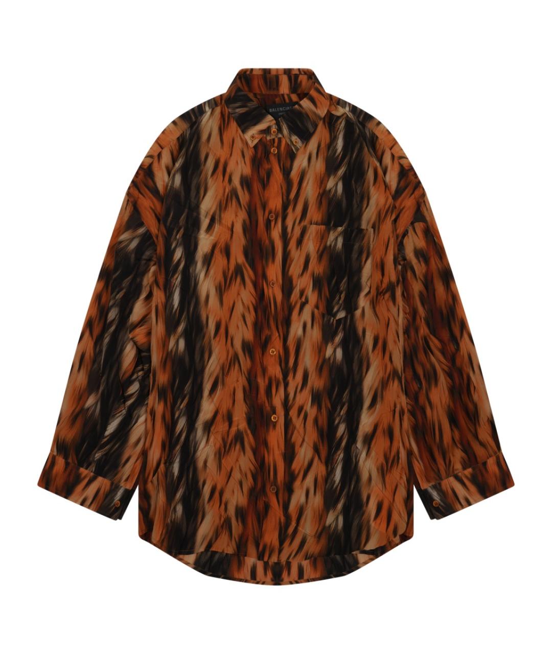 BALENCIAGA Коричневая полиэстеровая рубашка, фото 1