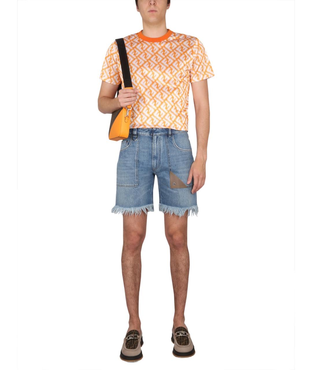 FENDI Синие хлопковые шорты, фото 2