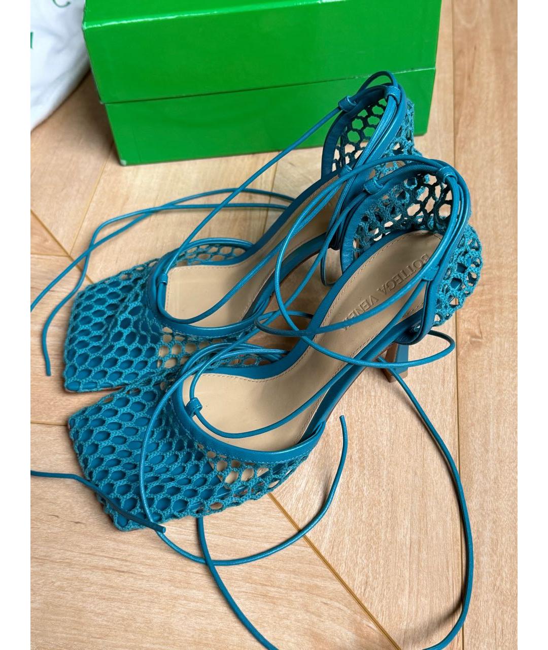 BOTTEGA VENETA Бирюзовые кожаные босоножки, фото 2