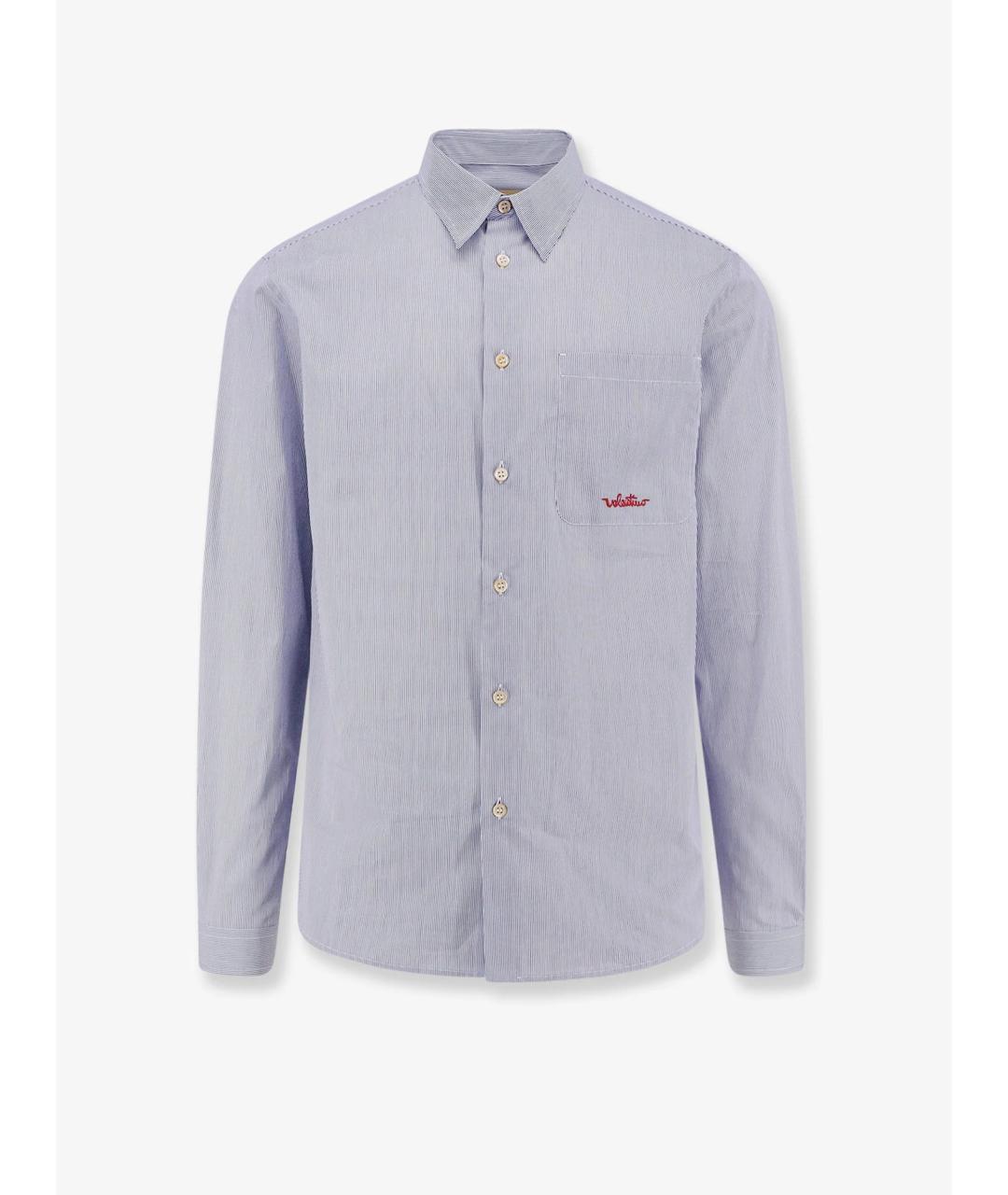 VALENTINO Голубая хлопковая кэжуал рубашка, фото 6