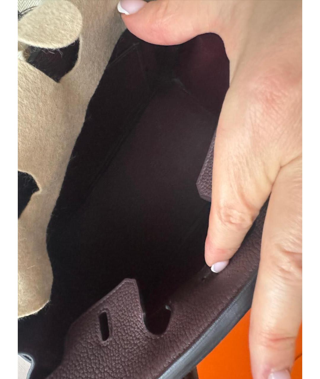 HERMES Коричневая кожаная сумка с короткими ручками, фото 4