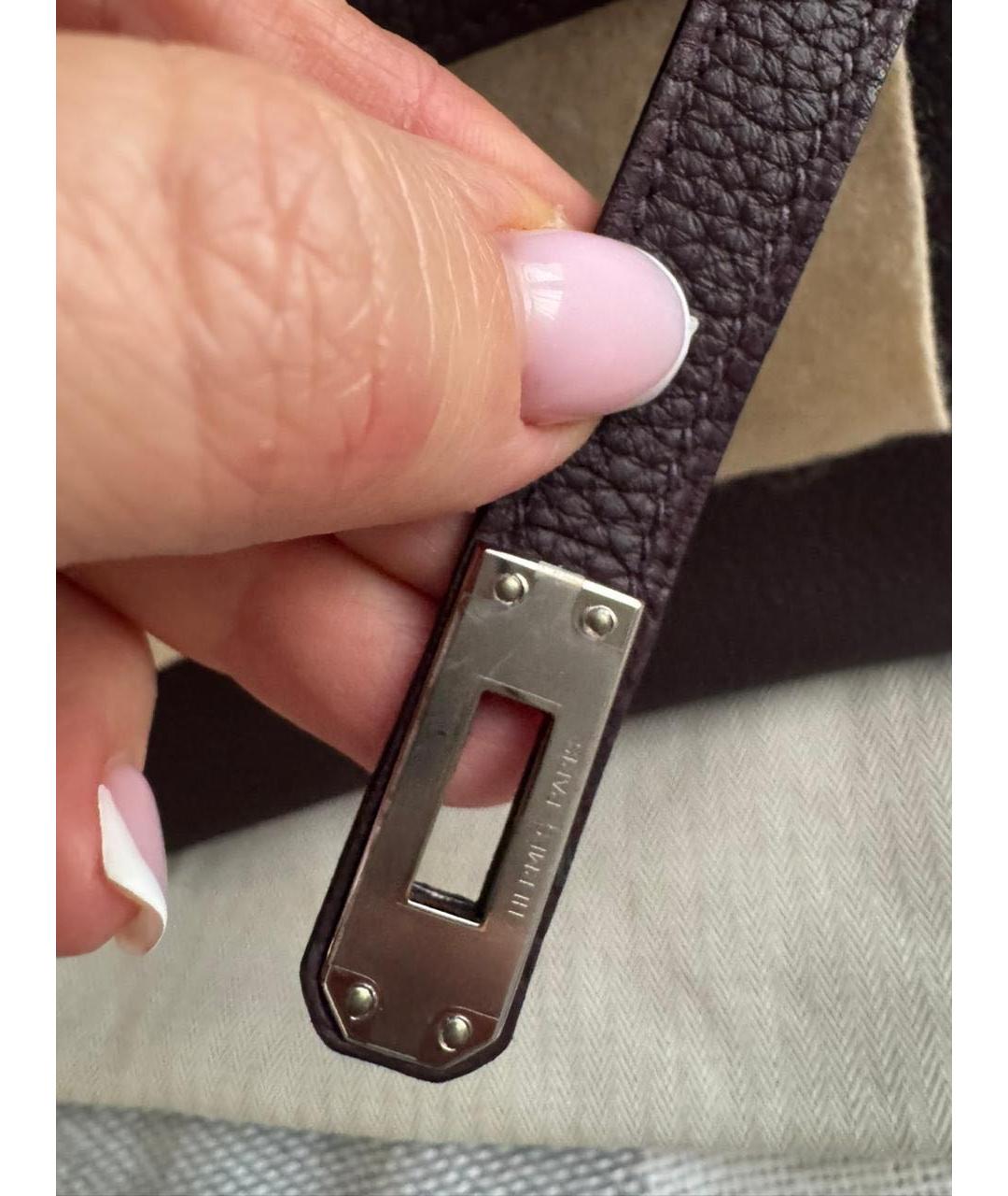 HERMES Коричневая кожаная сумка с короткими ручками, фото 7