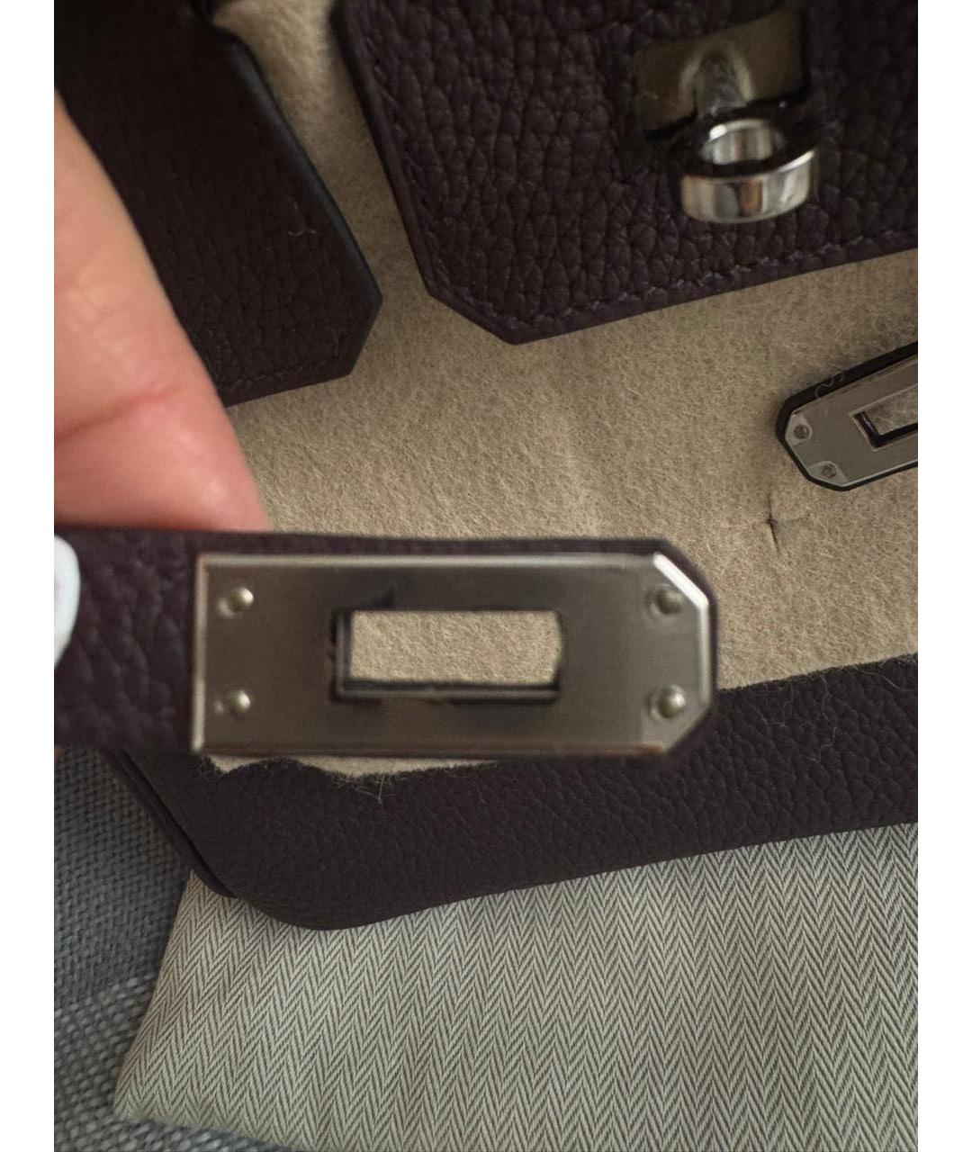 HERMES Коричневая кожаная сумка с короткими ручками, фото 8