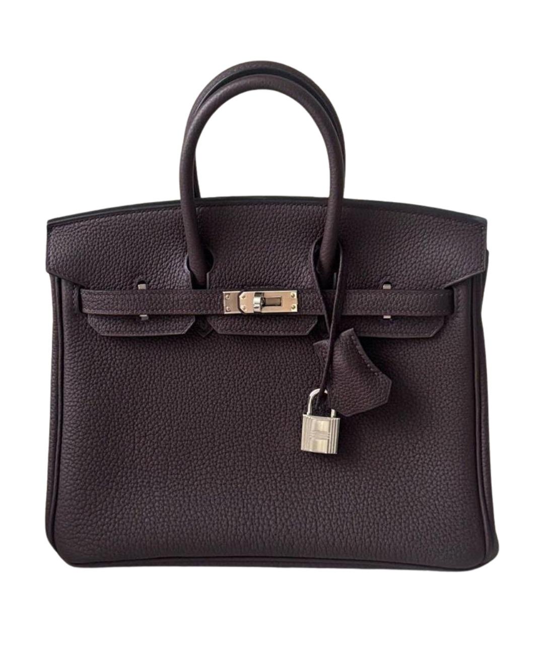 HERMES Коричневая кожаная сумка с короткими ручками, фото 1