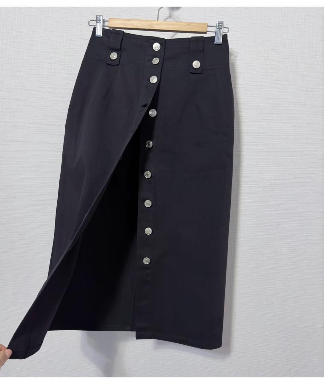 ISABEL MARANT Темно-синяя хлопковая юбка миди, фото 2