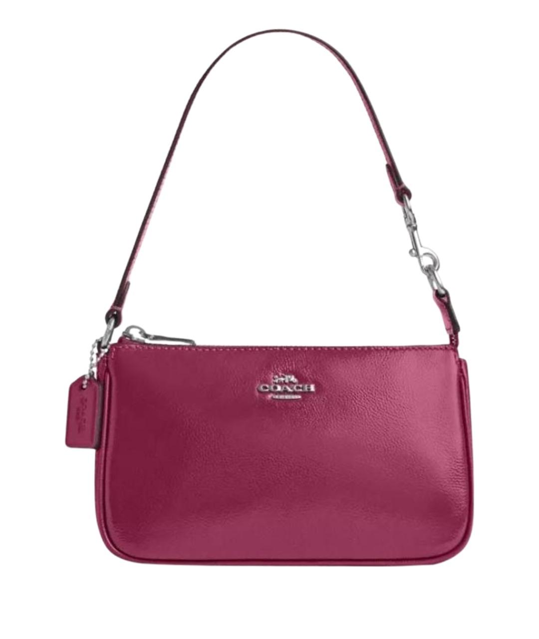 COACH Бордовая кожаная сумка с короткими ручками, фото 1