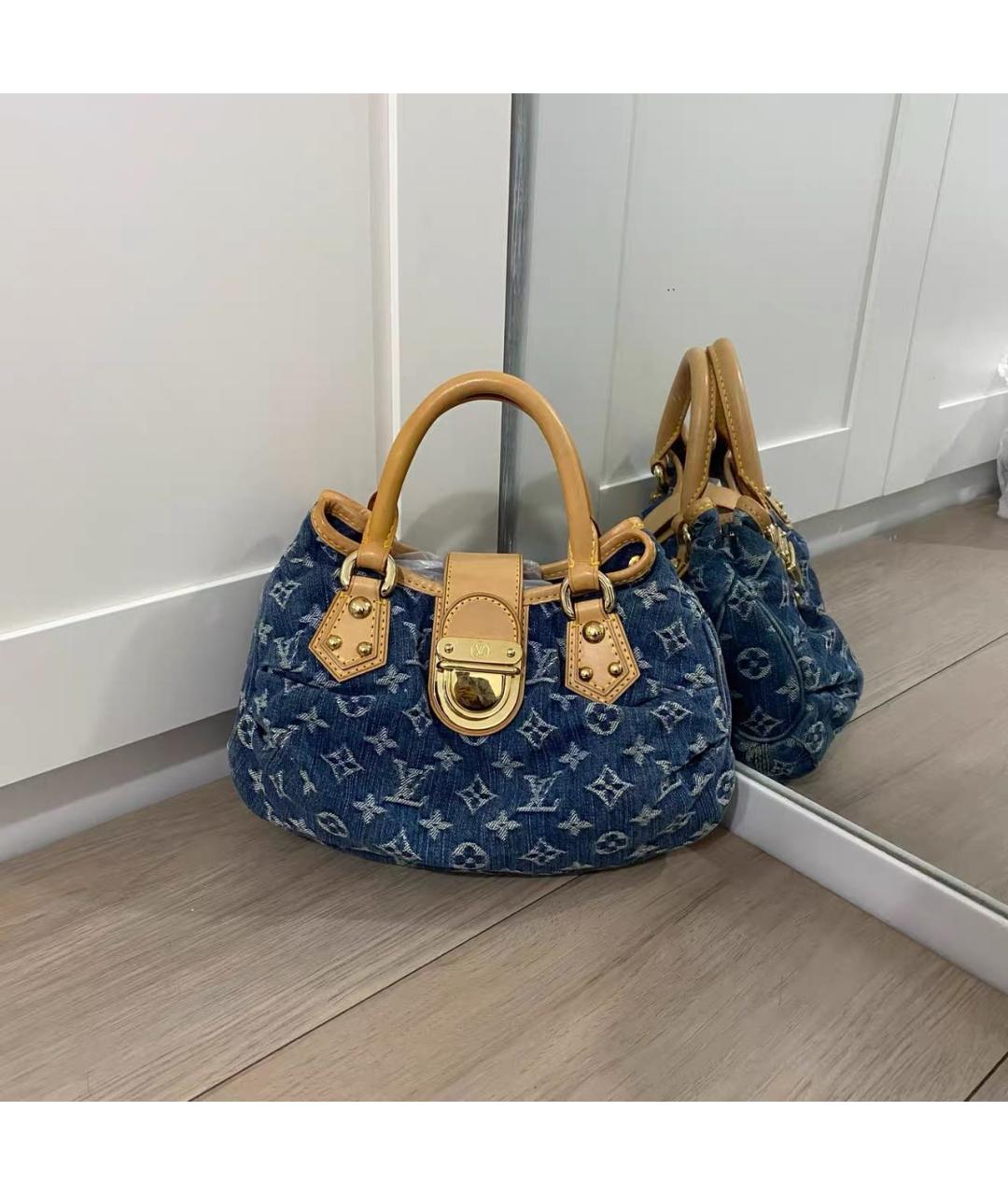 LOUIS VUITTON Синяя деним сумка с короткими ручками, фото 9