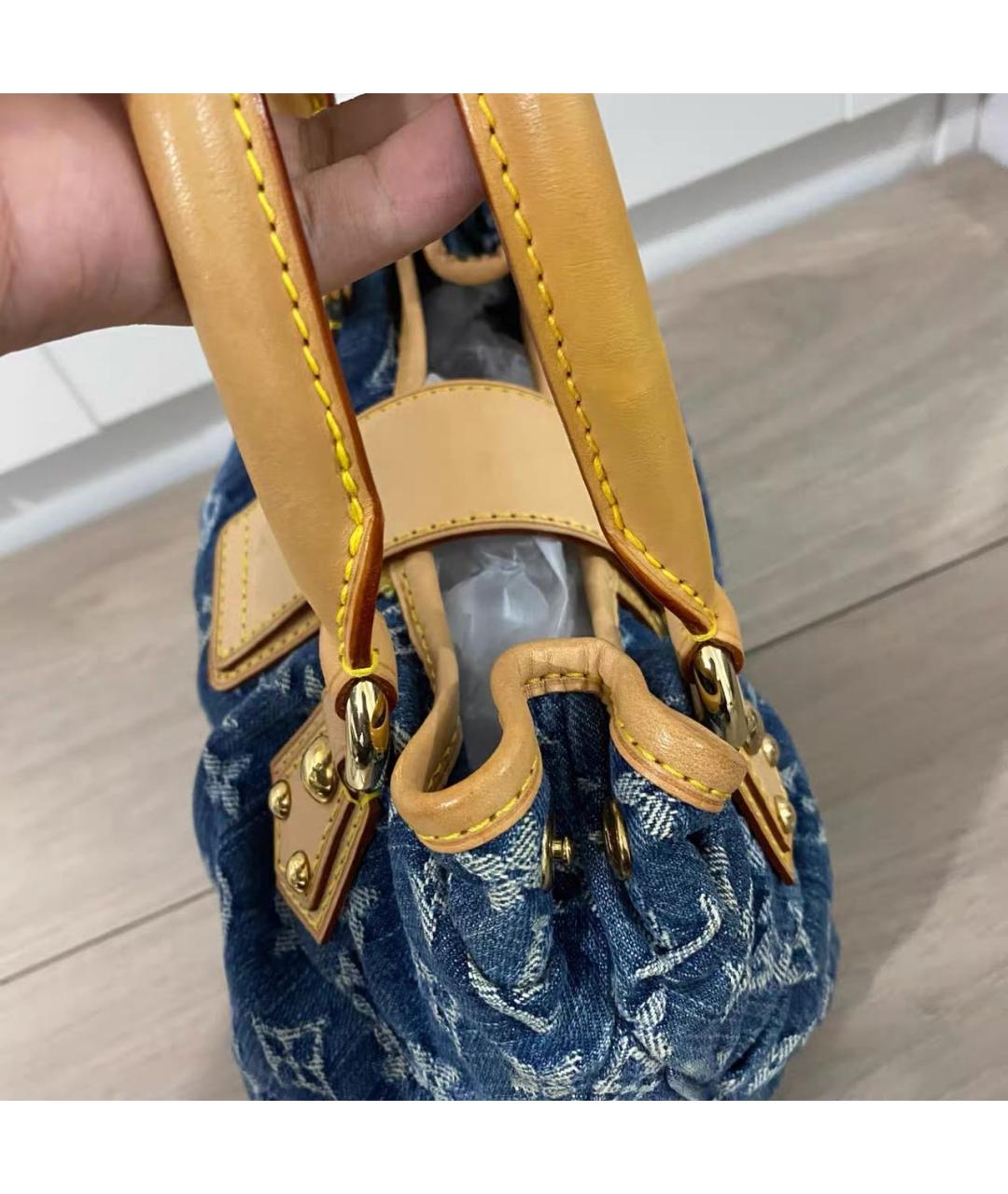 LOUIS VUITTON Синяя деним сумка с короткими ручками, фото 5