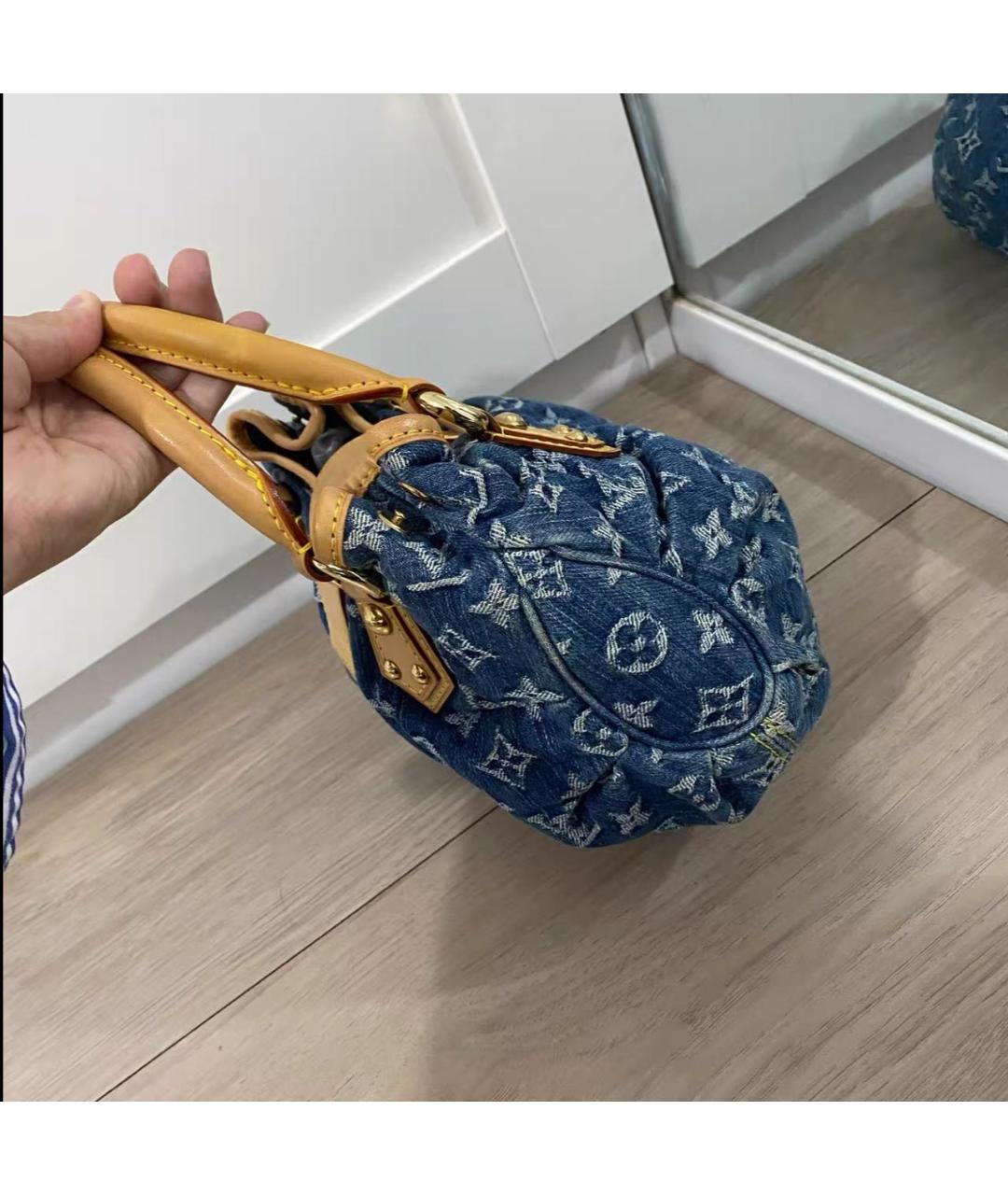 LOUIS VUITTON Синяя деним сумка с короткими ручками, фото 3