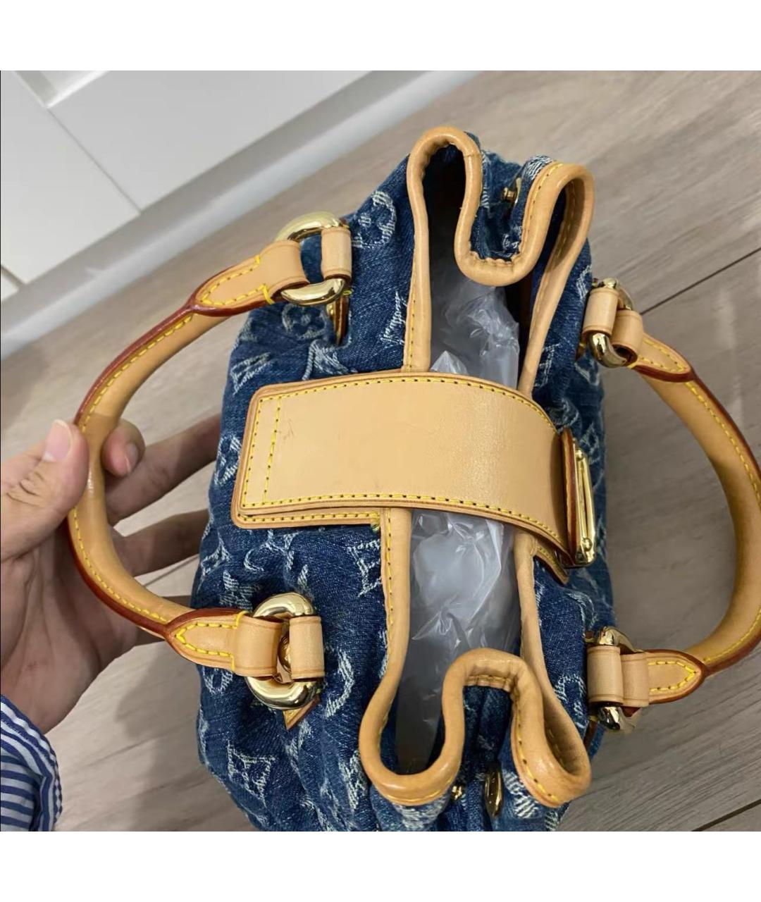 LOUIS VUITTON Синяя деним сумка с короткими ручками, фото 6