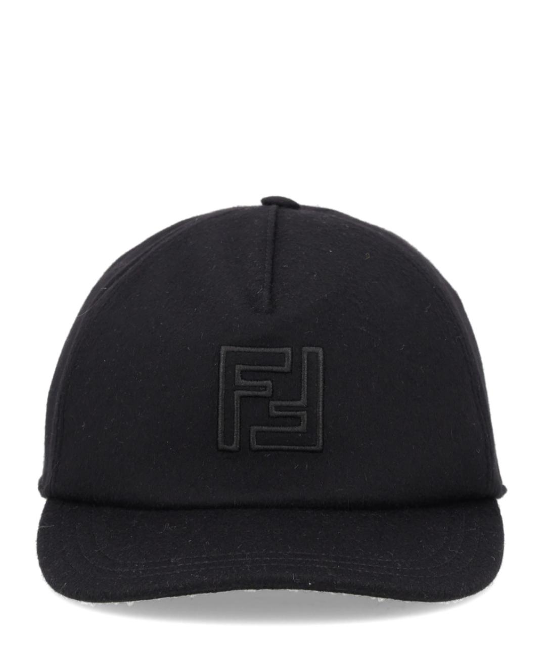 FENDI Черная шерстяная кепка/бейсболка, фото 1