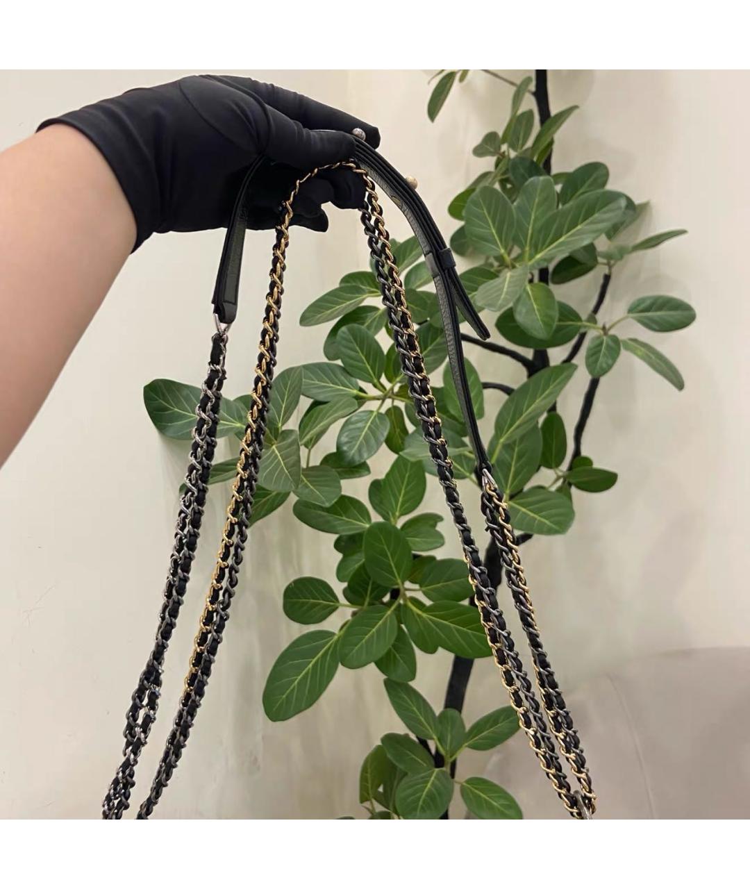 CHANEL Черная кожаная сумка через плечо, фото 8