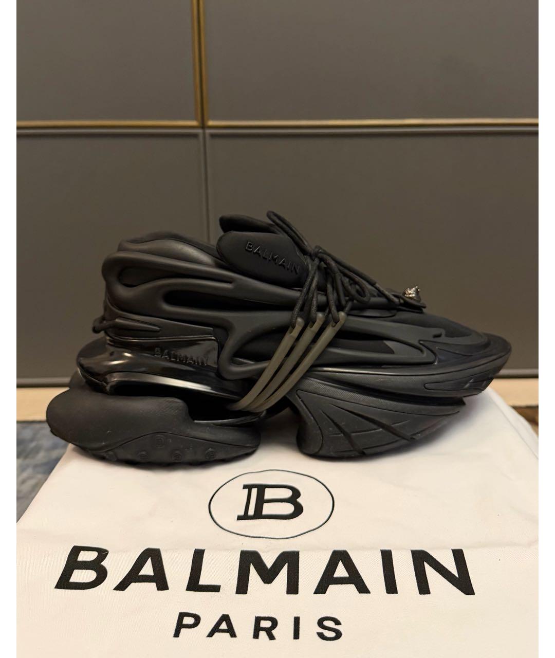 BALMAIN Черные неопреновые низкие кроссовки / кеды, фото 9