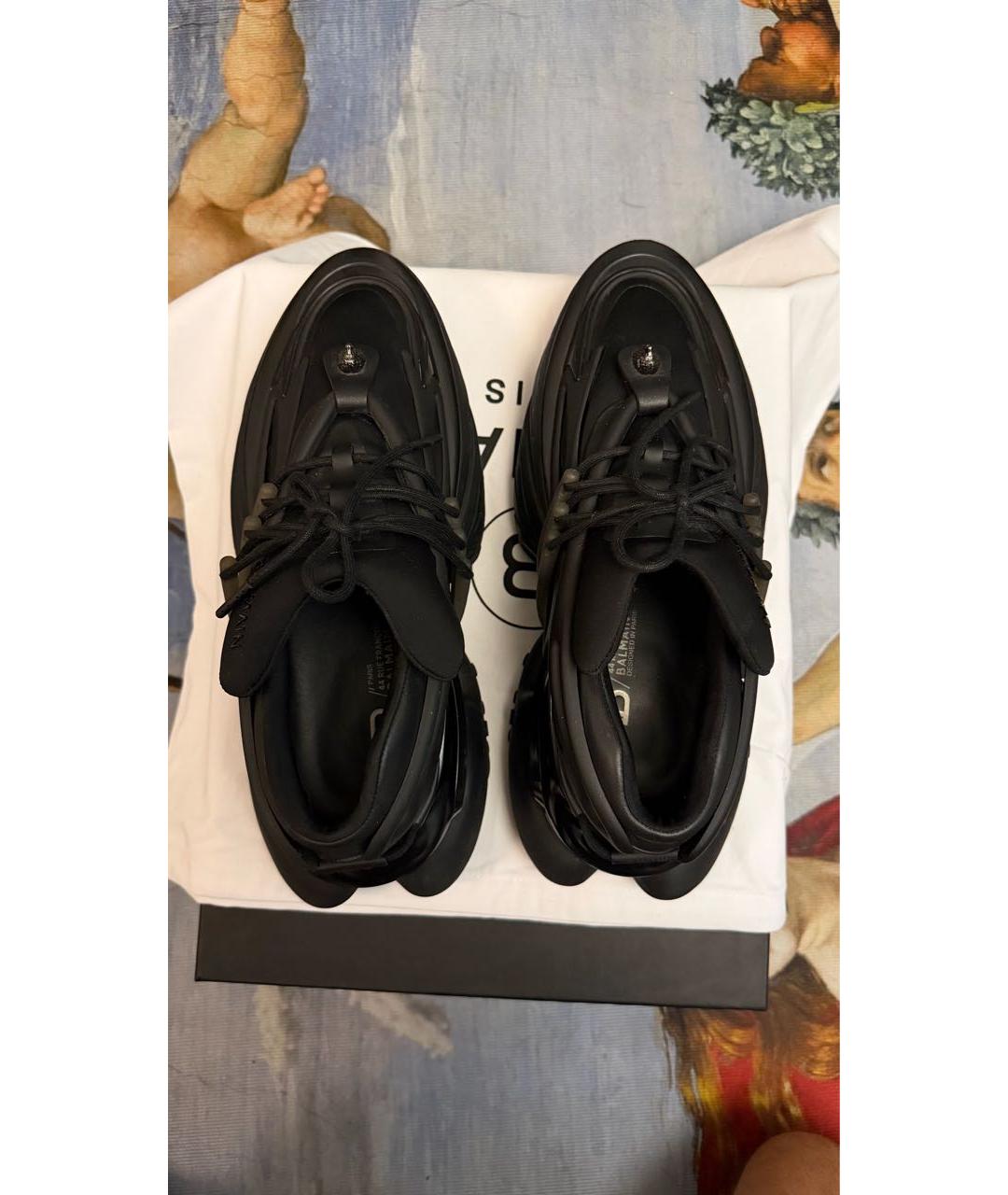 BALMAIN Черные неопреновые низкие кроссовки / кеды, фото 3