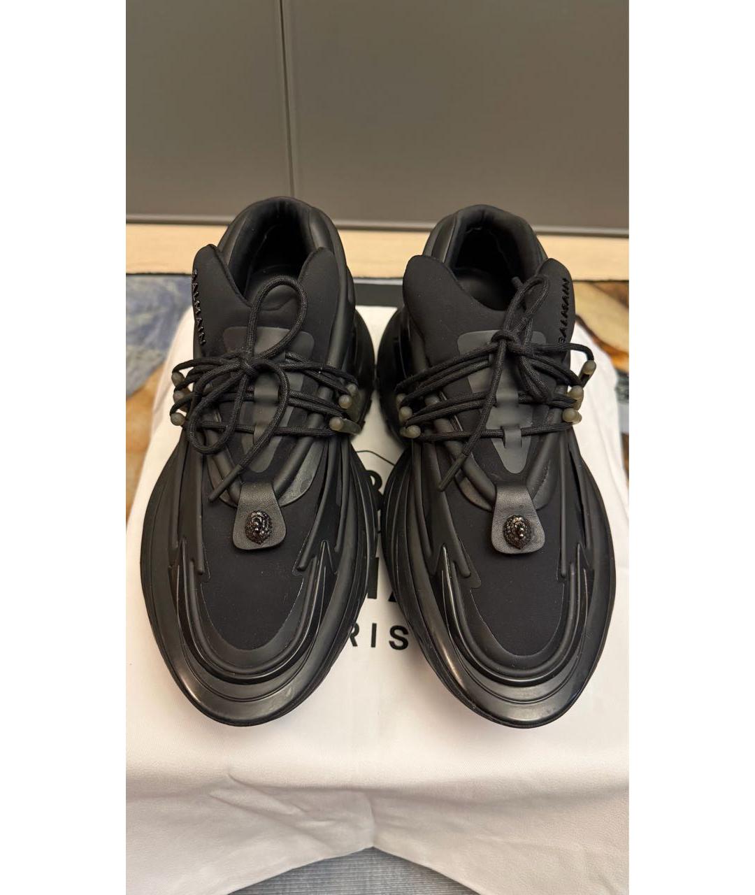 BALMAIN Черные неопреновые низкие кроссовки / кеды, фото 2