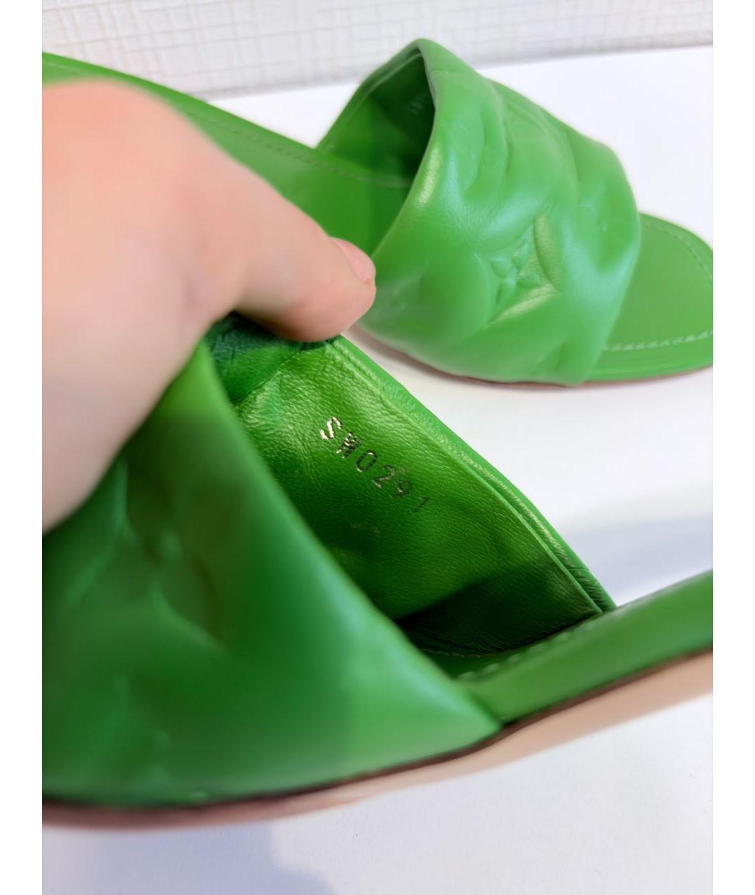 LOUIS VUITTON Зеленые кожаные босоножки, фото 6