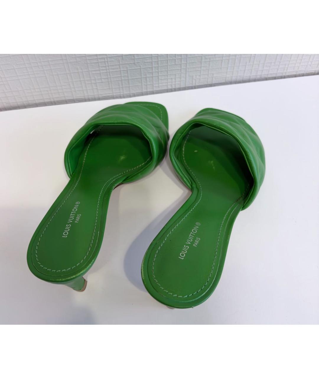 LOUIS VUITTON Зеленые кожаные босоножки, фото 3