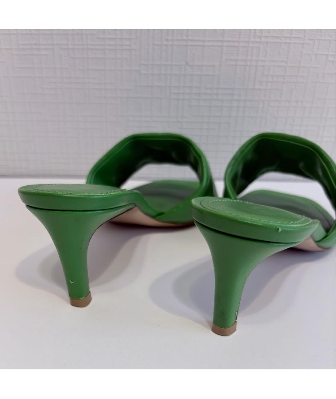 LOUIS VUITTON Зеленые кожаные босоножки, фото 8