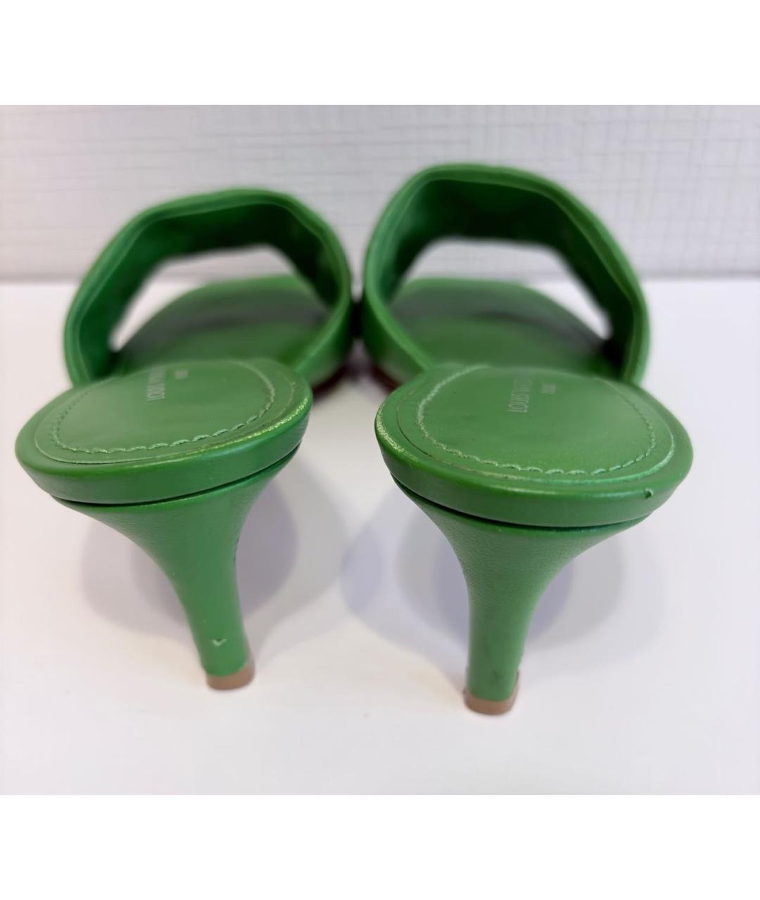 LOUIS VUITTON Зеленые кожаные босоножки, фото 7