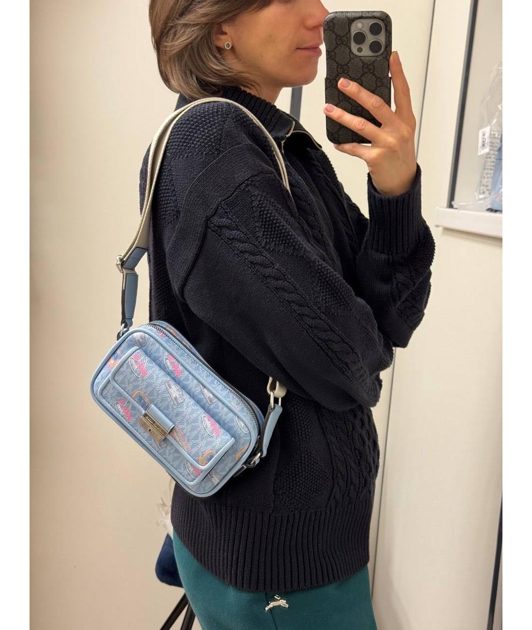 MICHAEL KORS Голубая кожаная сумка через плечо, фото 3