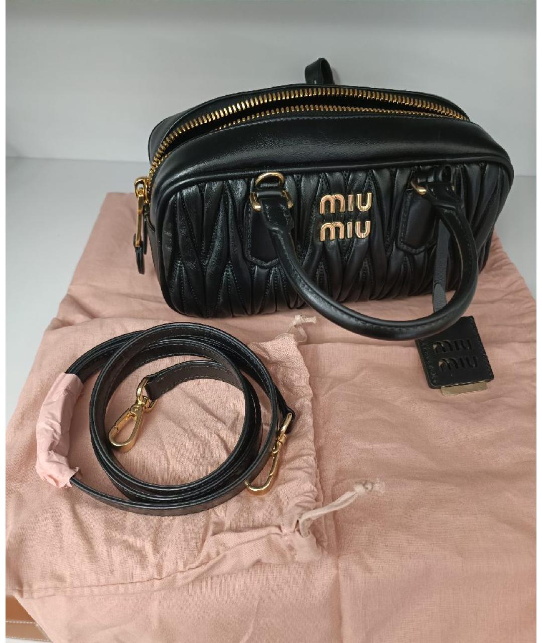 MIU MIU Черная кожаная сумка через плечо, фото 5