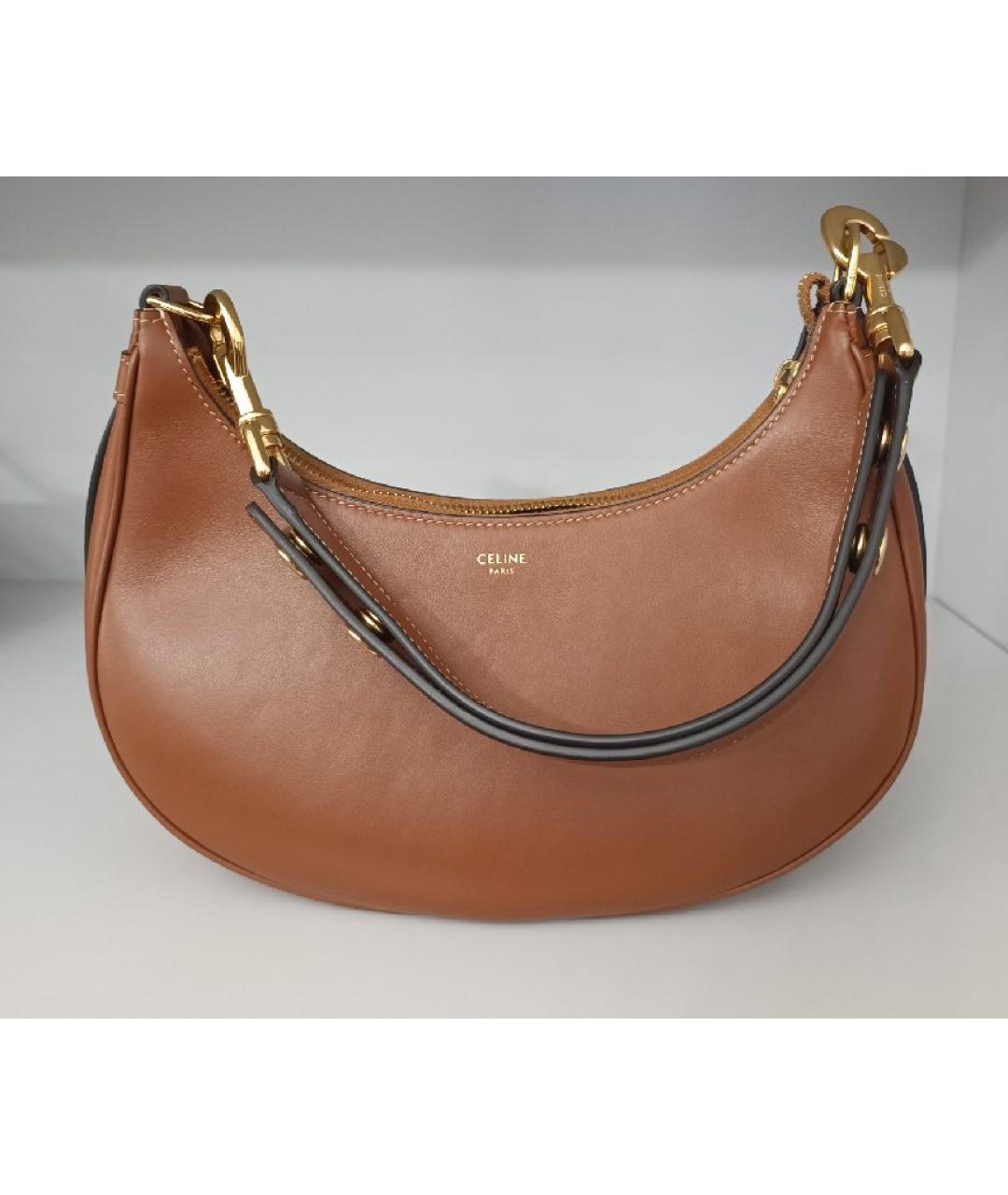 CELINE Оранжевая кожаная сумка с короткими ручками, фото 8