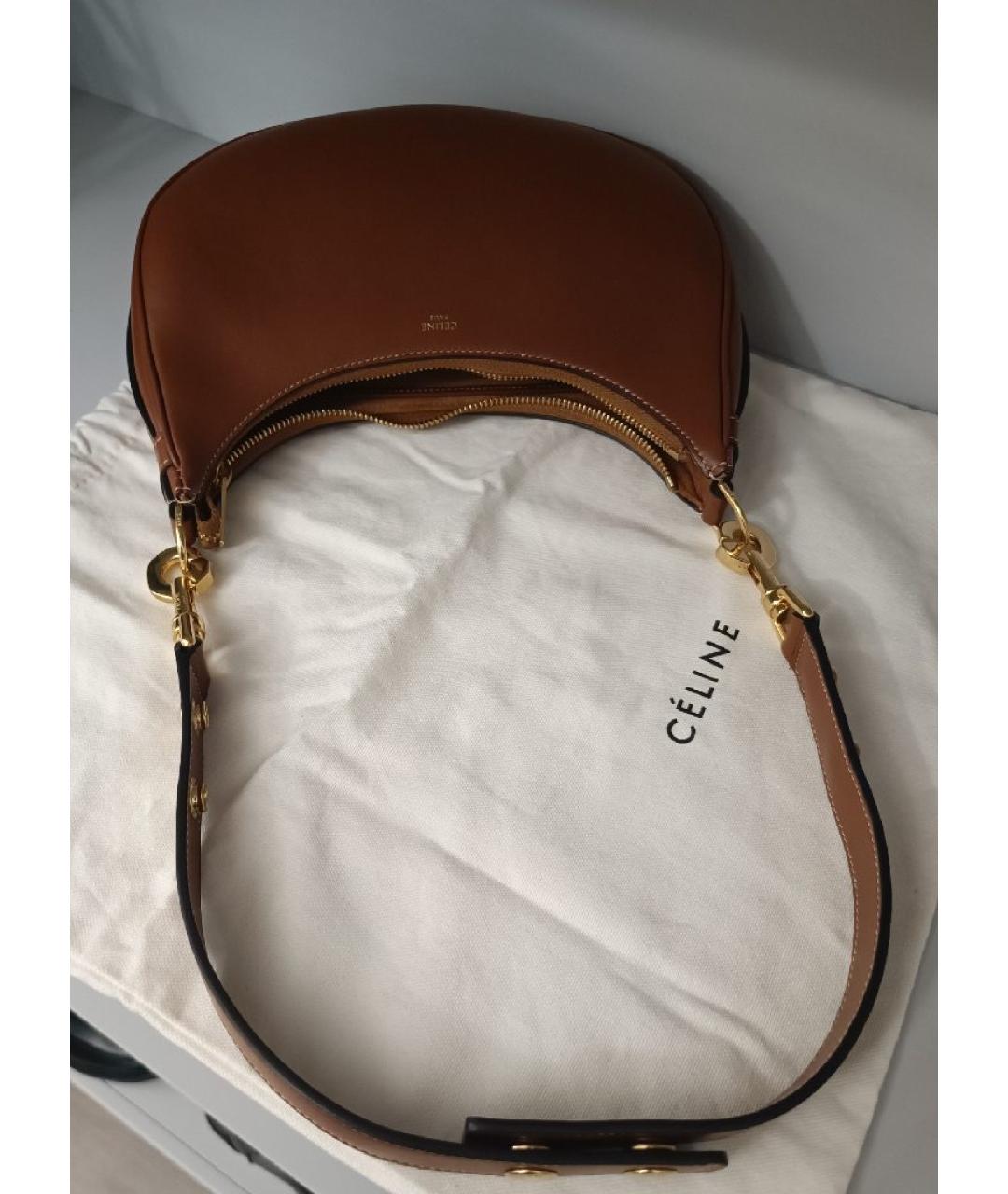 CELINE Оранжевая кожаная сумка с короткими ручками, фото 7