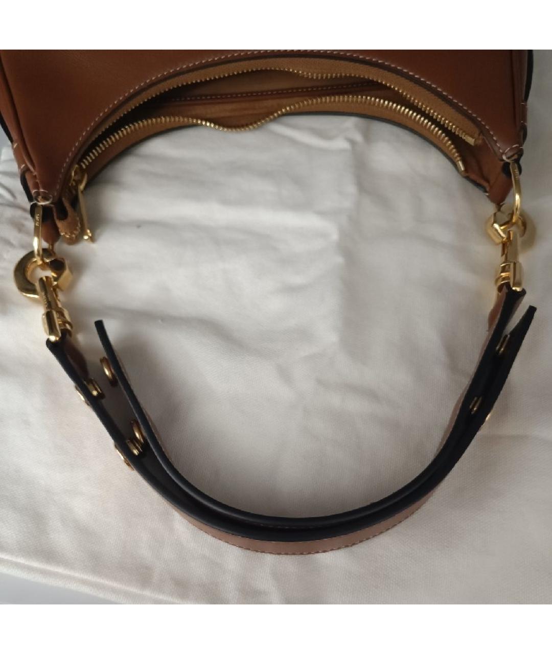 CELINE Оранжевая кожаная сумка с короткими ручками, фото 6