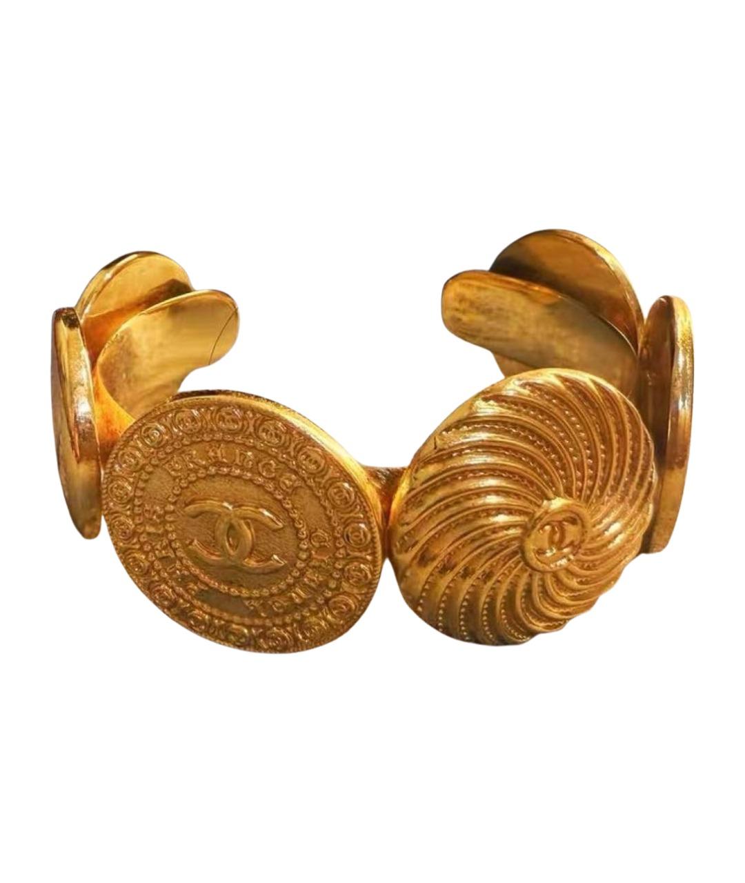 CHANEL Золотой металлический браслет, фото 1