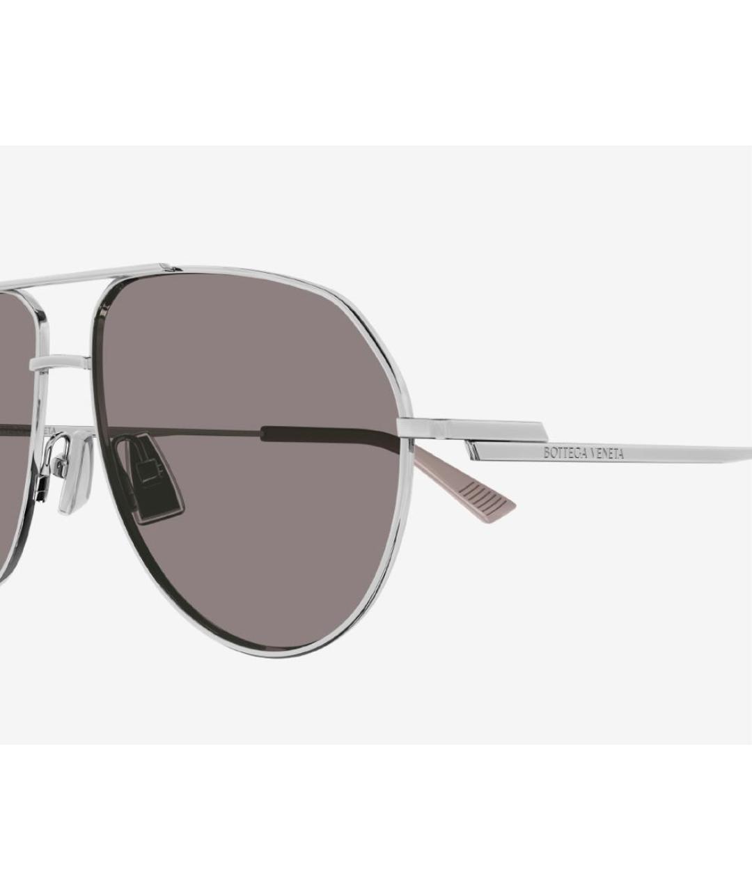 BOTTEGA VENETA Серебряные металлические солнцезащитные очки, фото 2