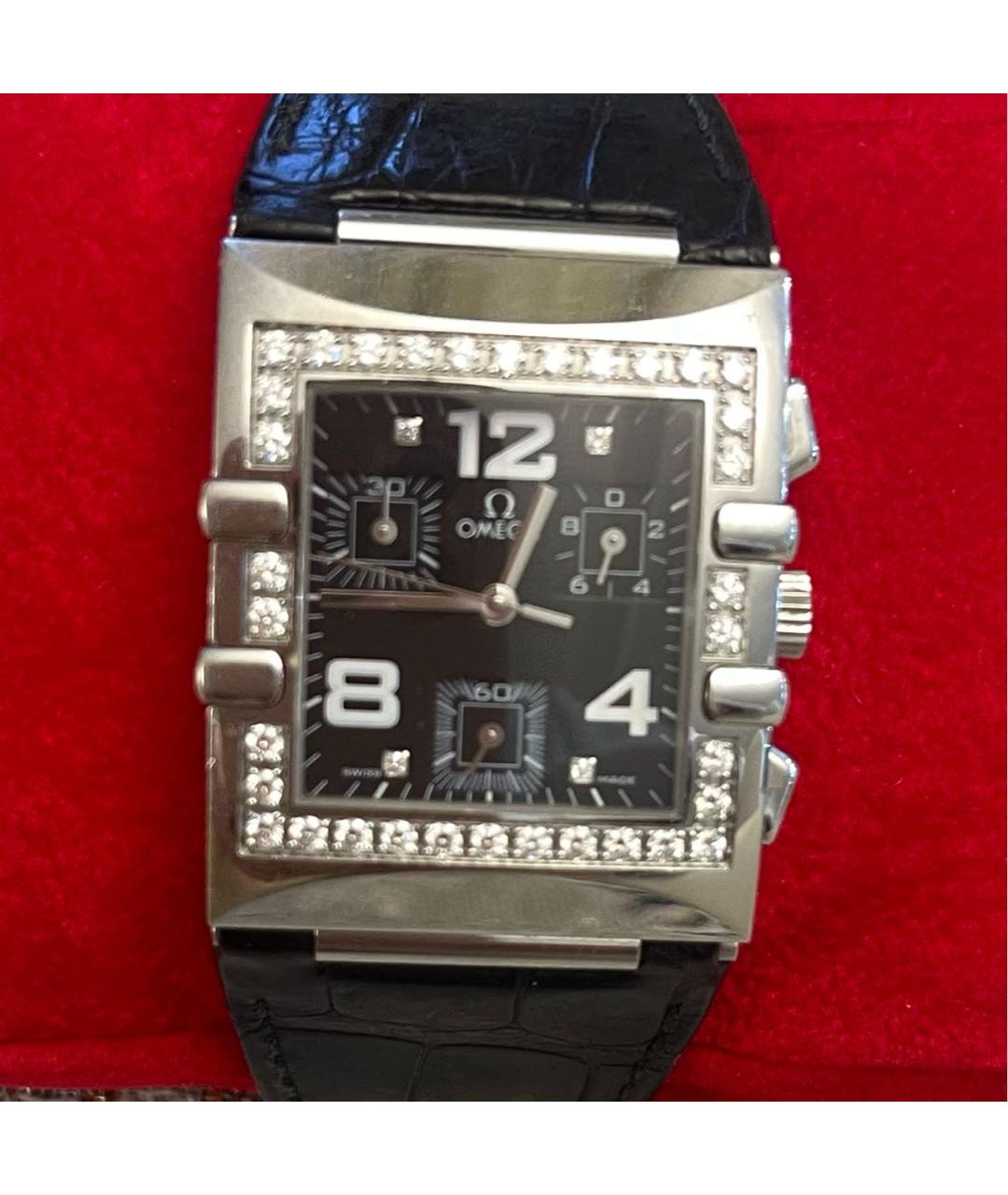 OMEGA Черные металлические часы, фото 5