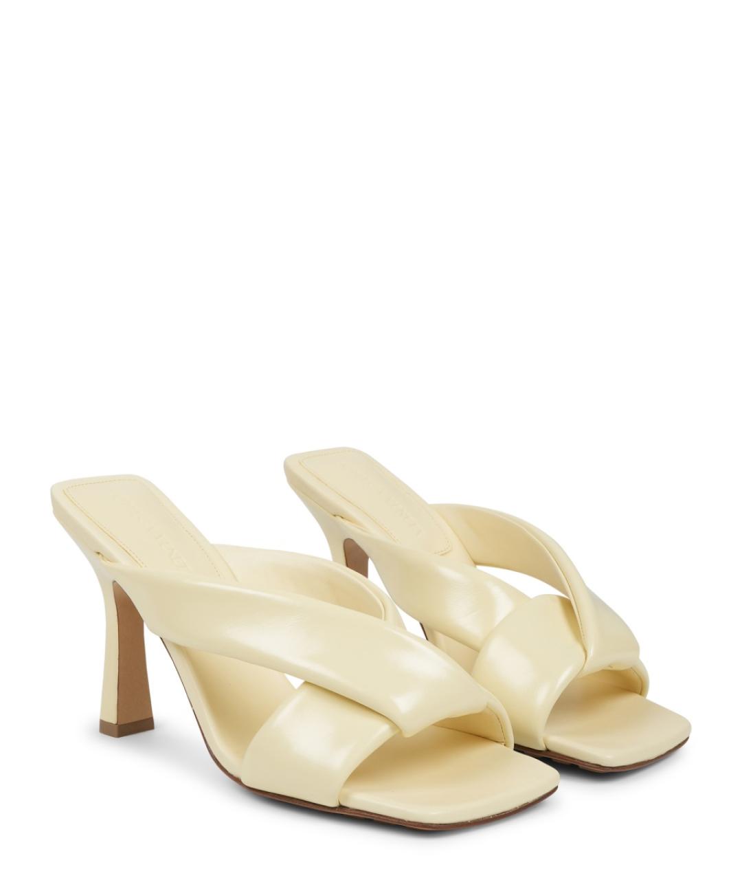 BOTTEGA VENETA Бежевые кожаные мюли, фото 2