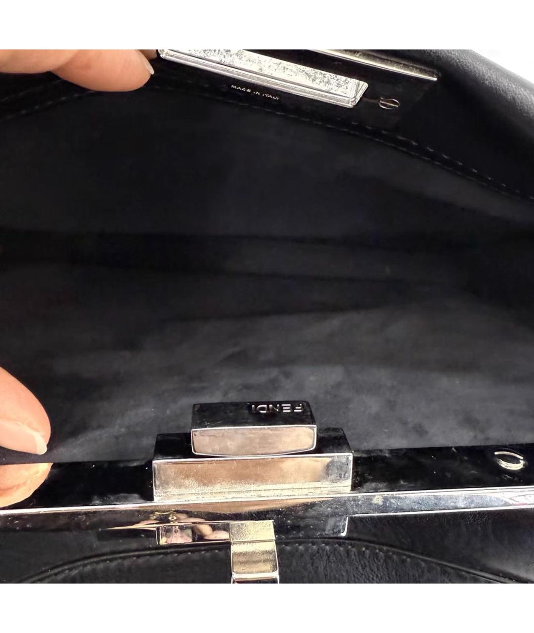 FENDI Черная кожаная сумка с короткими ручками, фото 7