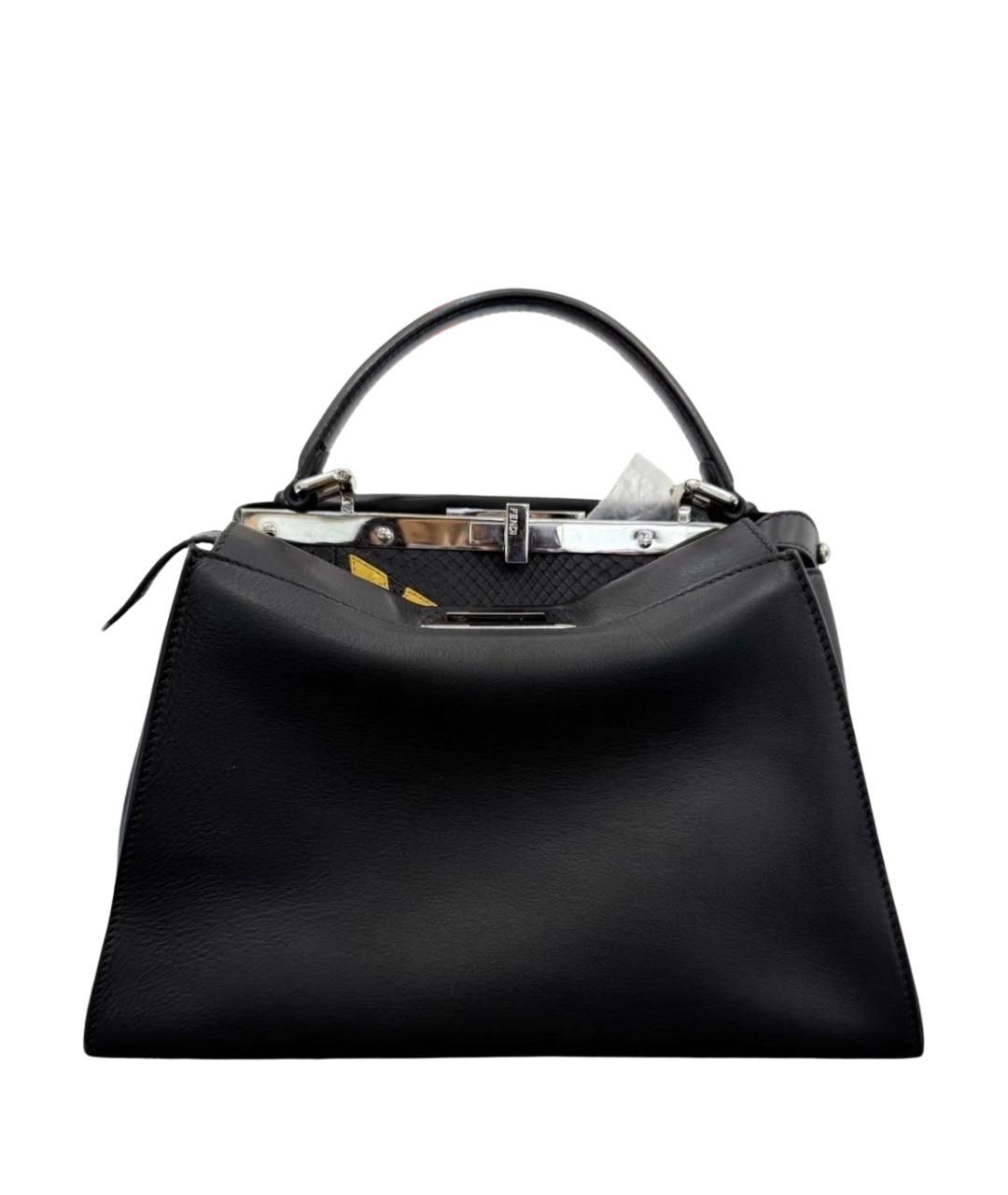 FENDI Черная кожаная сумка с короткими ручками, фото 1