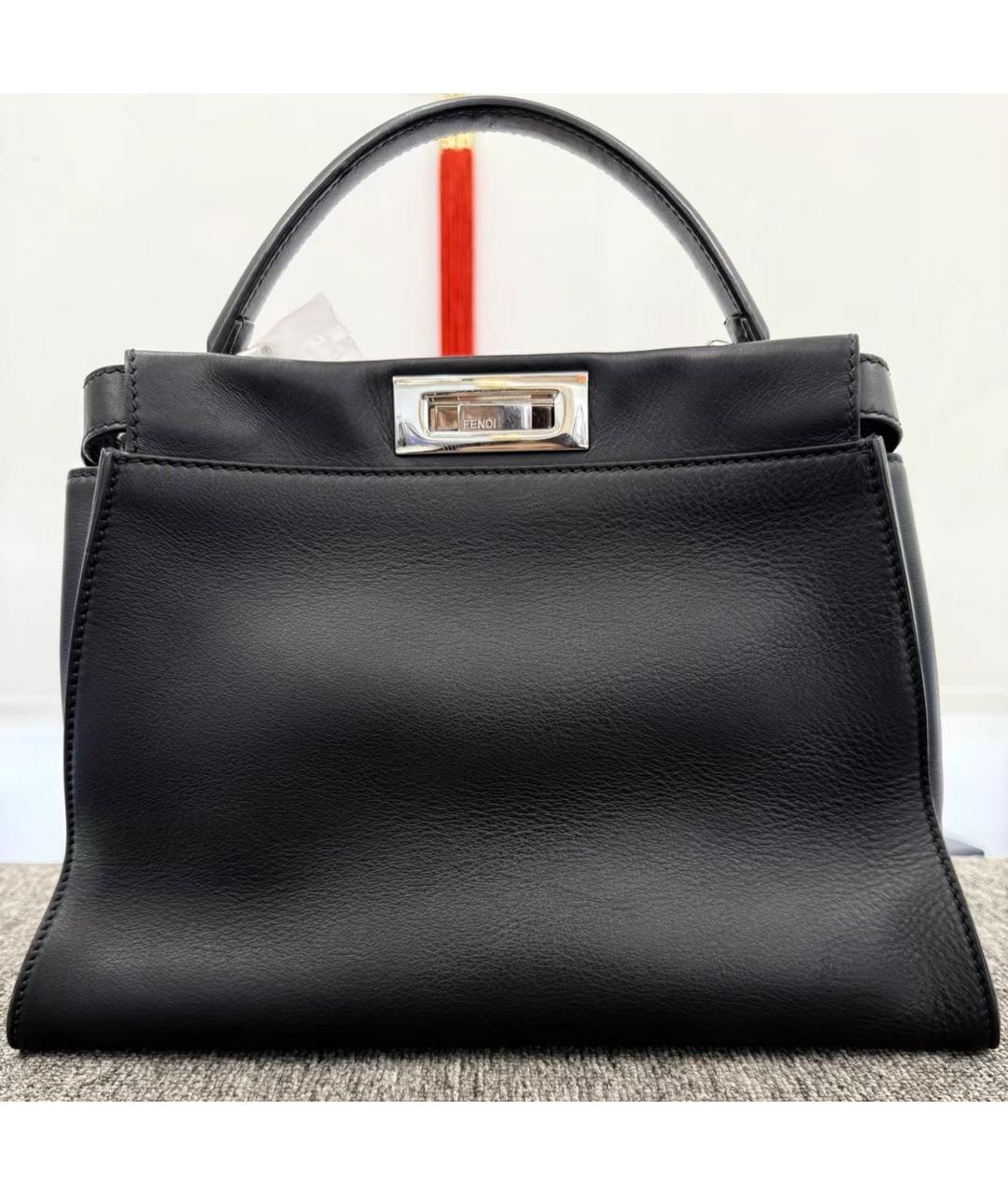 FENDI Черная кожаная сумка с короткими ручками, фото 2