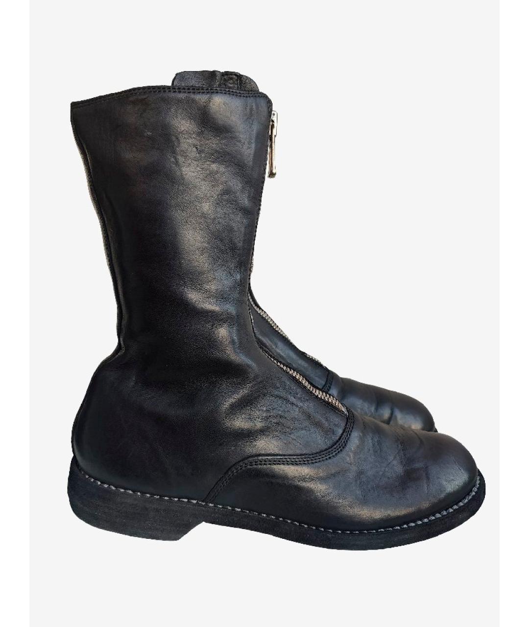 GUIDI Черные кожаные сапоги, фото 10