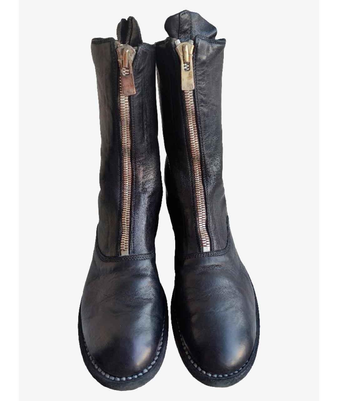 GUIDI Черные кожаные сапоги, фото 2