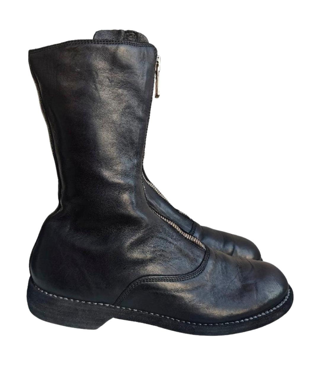 GUIDI Черные кожаные сапоги, фото 1