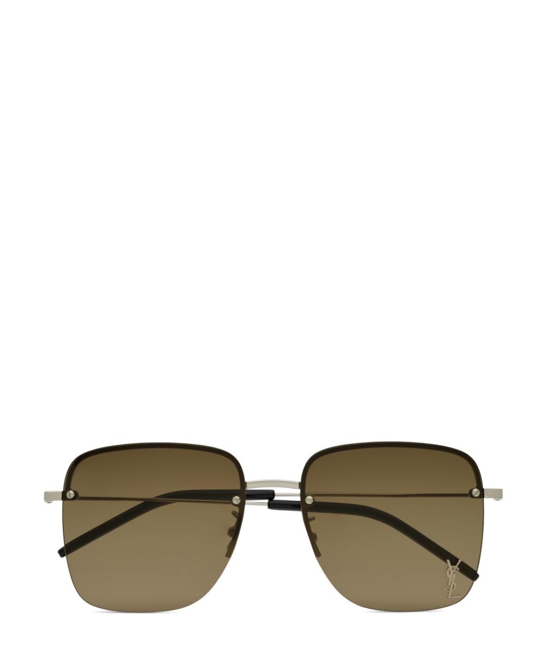 SAINT LAURENT Золотые металлические солнцезащитные очки, фото 1