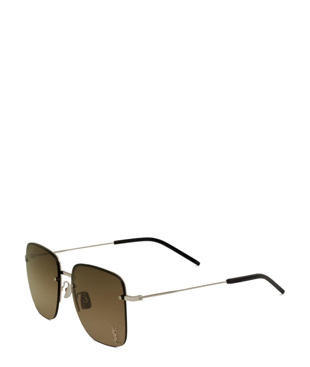 SAINT LAURENT Золотые металлические солнцезащитные очки, фото 2