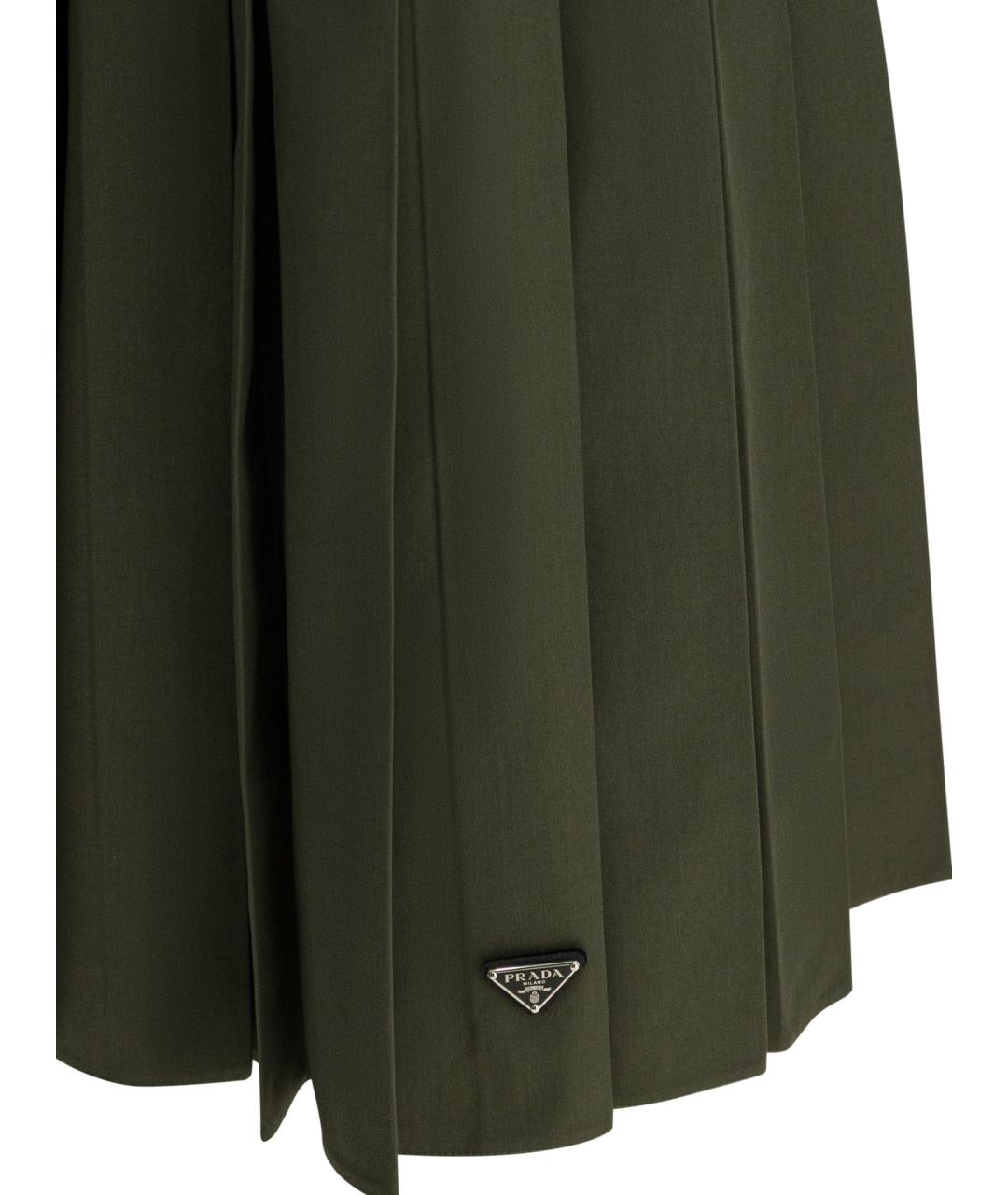 PRADA Зеленая полиэстеровая юбка миди, фото 4