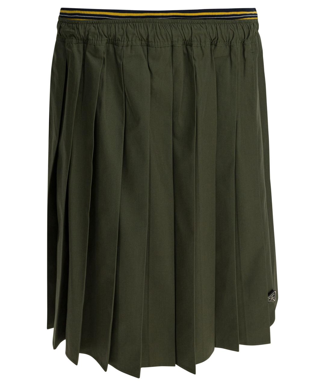 PRADA Зеленая полиэстеровая юбка миди, фото 1