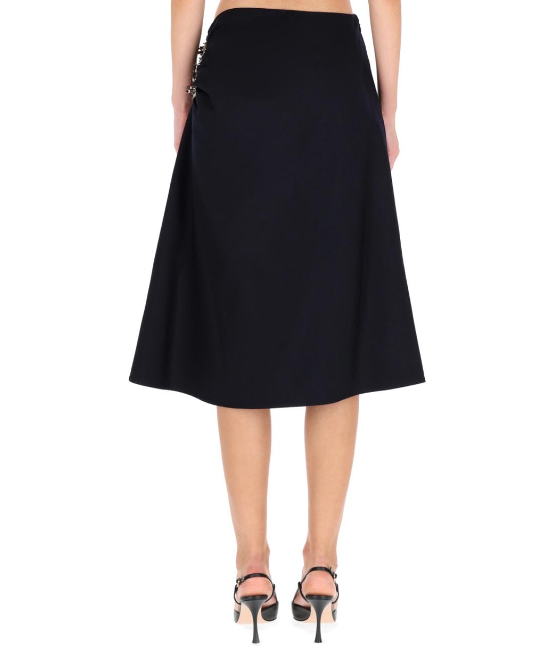 DRIES VAN NOTEN Темно-синяя шерстяная юбка миди, фото 5